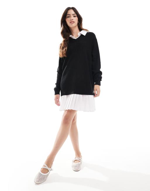 Black and white jumper shirt dress sale