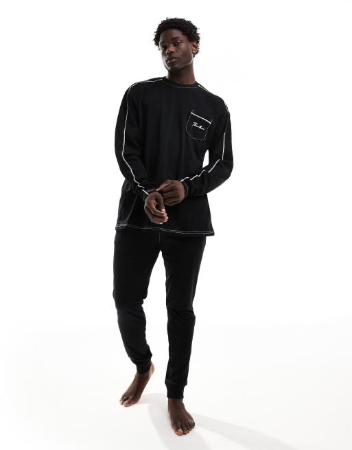  Threadbare shiv short sleeve lounge set in black