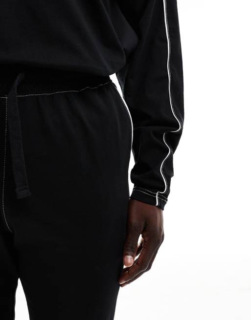 Threadbare Shiv short sleeve lounge set in black, 4 of 4