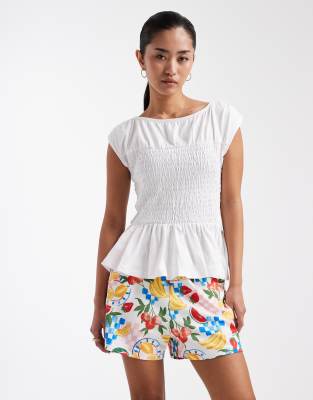 Short à enfiler en jersey imprimé fruits avec cordon de serrage-Multicolore 40