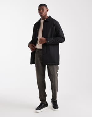 Threadbare short button down mac in black