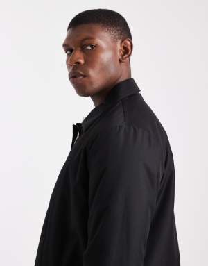 Threadbare short button down mac in black