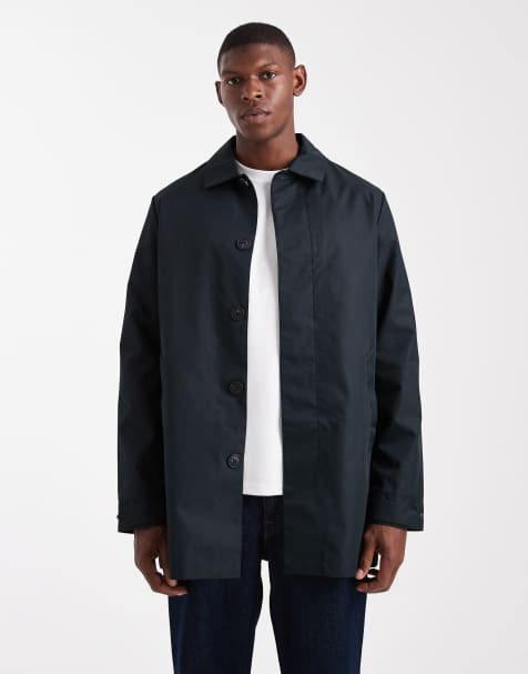 Threadbare short button down rainproof jacket in navy - view 1