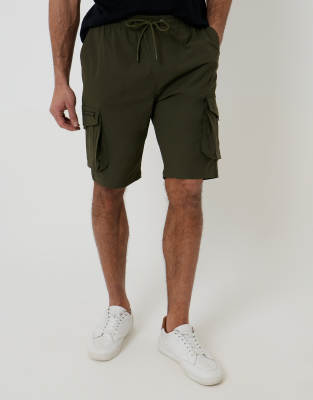 Threadbare - Short cargo avec cordon de serrage à la taille - Kaki-Vert