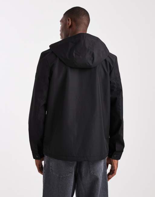 Threadbare short hooded windbreaker jacket with pocket detail in black, 3 of 5