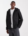 [Threadbare] Threadbare short hooded windbreaker with pocket detail in black S BLACK