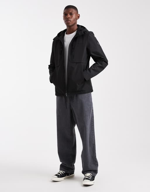 Threadbare short hooded windbreaker with pocket detail in black, 2 of 5