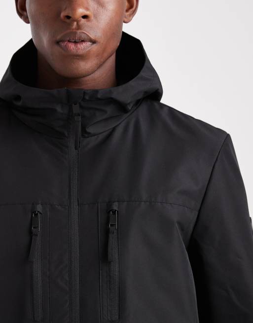 Threadbare short hooded windbreaker with pocket detail in black, 4 of 5