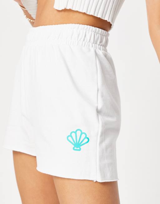 Threadbare - Short jogger d'ensemble à motif graphique - Blanc