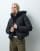 Threadbare short puffer jacket with hood in black