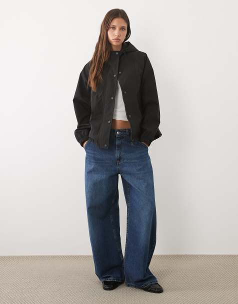 Threadbare short rain jacket with hood in black - view 1