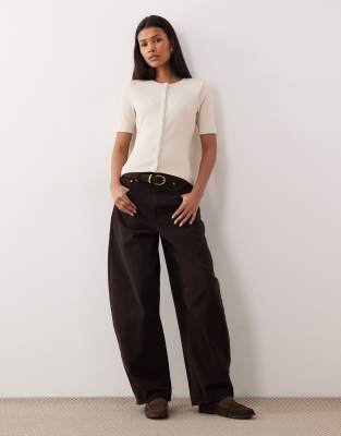 Threadbare Short Sleeve Button Through Top In Multi