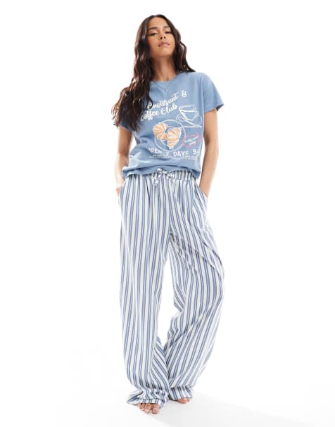 Threadbare Short sleeve graphic print pyjama set in blue - view 1