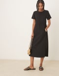 [Threadbare] Threadbare short sleeve jersey midi dress with pockets in black 6 BLACK