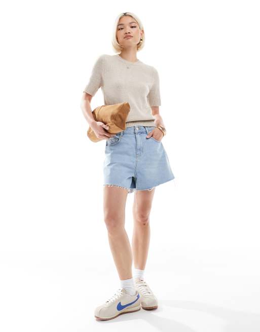 Threadbare short sleeve knitted jumper in stone, 2 of 4