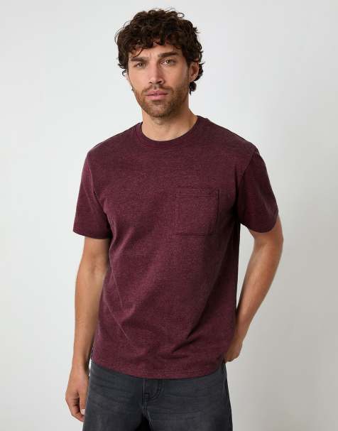Threadbare Short sleeve marl t-shirt in burgundy - view 1