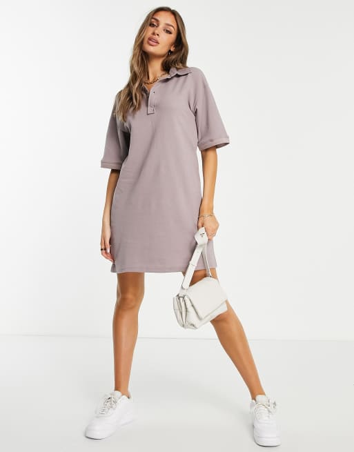 Threadbare short sleeve polo shirt mini dress in bark