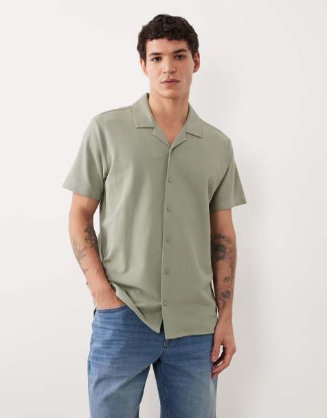 Threadbare short sleeve shirt in sage green