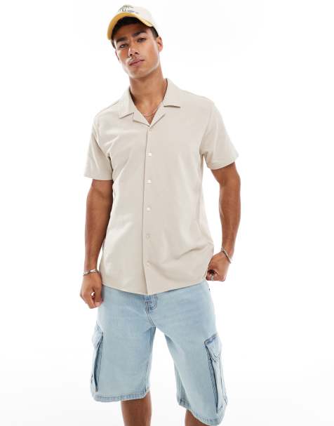Threadbare short sleeve shirt in stone - view 1