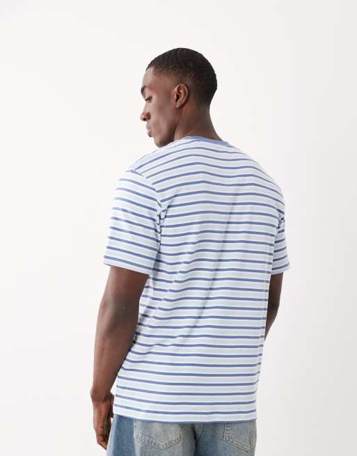 Threadbare short sleeve stripe t-shirt in white and blue, 5 of 5