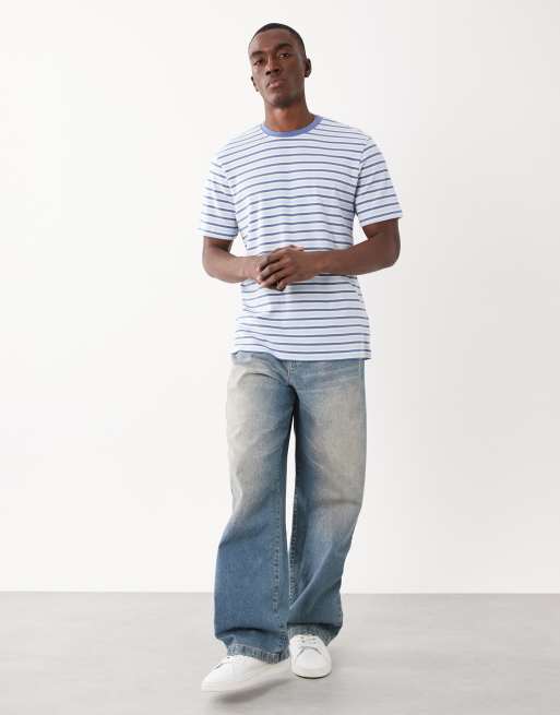 Threadbare short sleeve striped T-shirt in white and blue, 2 of 5