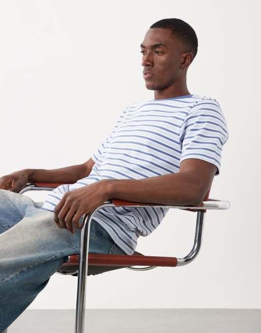 Threadbare short sleeve striped T-shirt in white and blue, 3 of 5