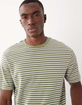 Threadbare Short Sleeve Striped T-shirt In Green
