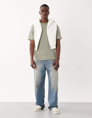 Threadbare Short Sleeve Striped T-shirt In Green