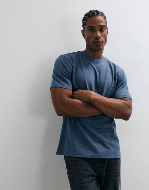 Threadbare short sleeve T-shirt in blue marl - view 1