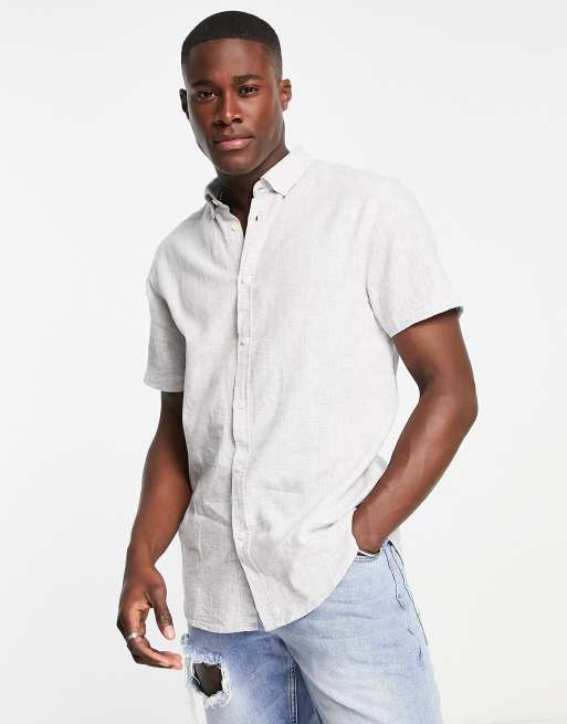 Threadbare short sleeve texture shirt in grey