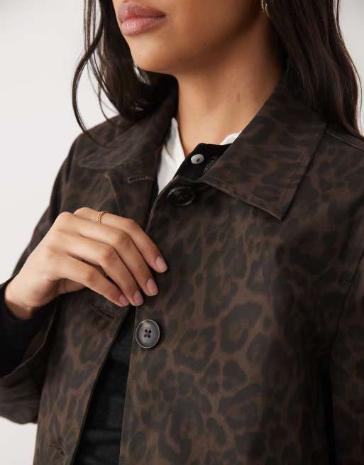 Threadbare short trench coat in leopard, 2 of 4