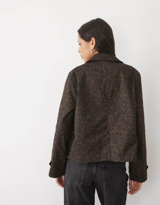 Threadbare short trench coat in leopard, 4 of 4