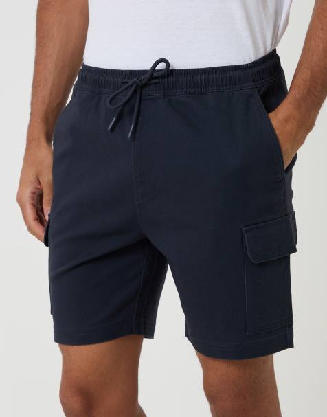 Threadbare Shorter length stretch cargo shorts in navy - view 1