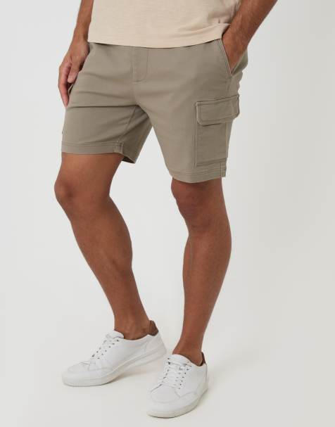 Threadbare Shorter length stretch cargo shorts in taupe - view 1