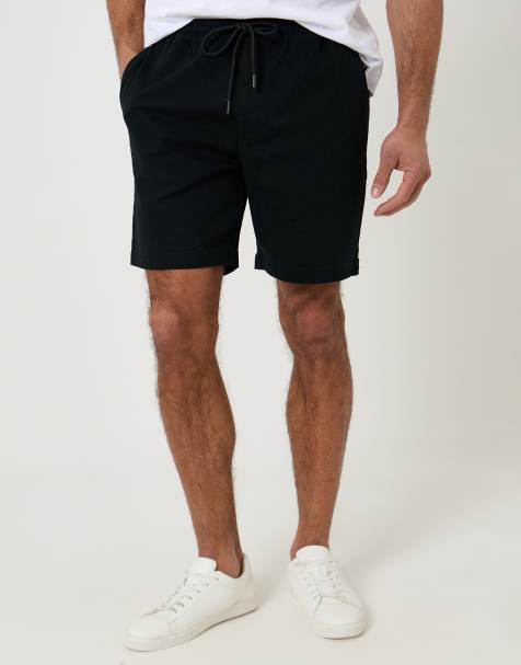 Threadbare Shorter length stretch chino shorts in black - view 1