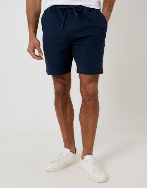 Threadbare Shorter length stretch chino shorts in navy - view 1