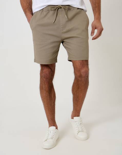 Threadbare Shorter length stretch chino shorts in taupe - view 1