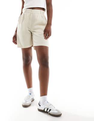 Threadbare - Shorts aus Leinenmix in Steinbeige-Weiß