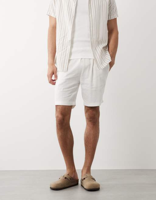 Threadbare – Shorts aus Leinenmix in Weiß mit Kordelzugbund, 3 von 5