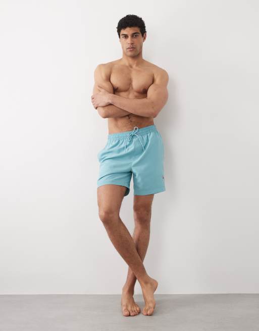 Threadbare - Shorts de baño color cerceta con estampado gráfico de flamenco