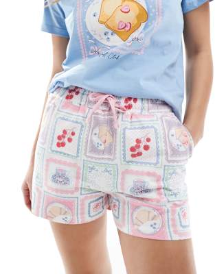 Threadbare Shorts Pajama Set With Brunch Print-blue In Blue