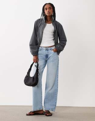 Threadbare Shower Proof Funnel Neck Jacket In Gray