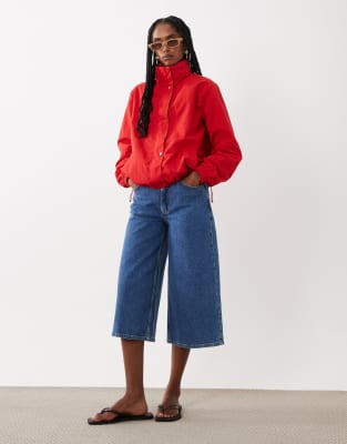 Threadbare Shower Proof Funnel Neck Jacket In Red