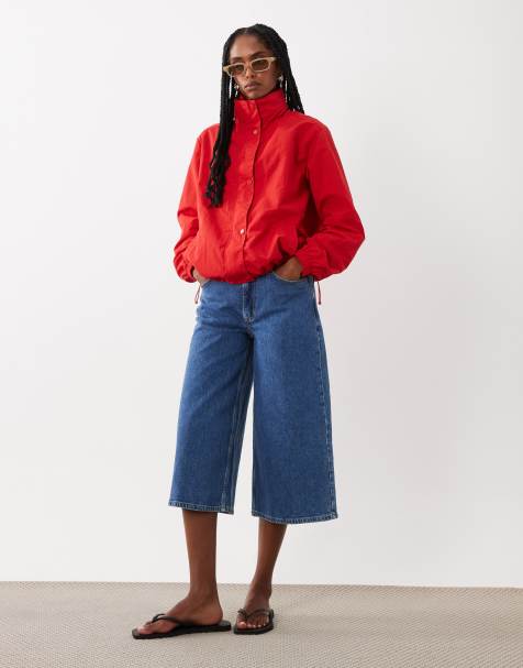 Threadbare shower proof funnel neck jacket in red - view 1