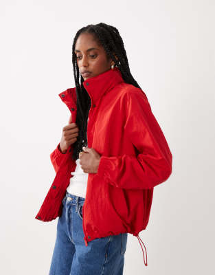 Threadbare Shower Proof Funnel Neck Jacket In Red