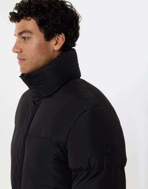 Threadbare Showerproof funnel neck puffer coat in black, 3 of 5