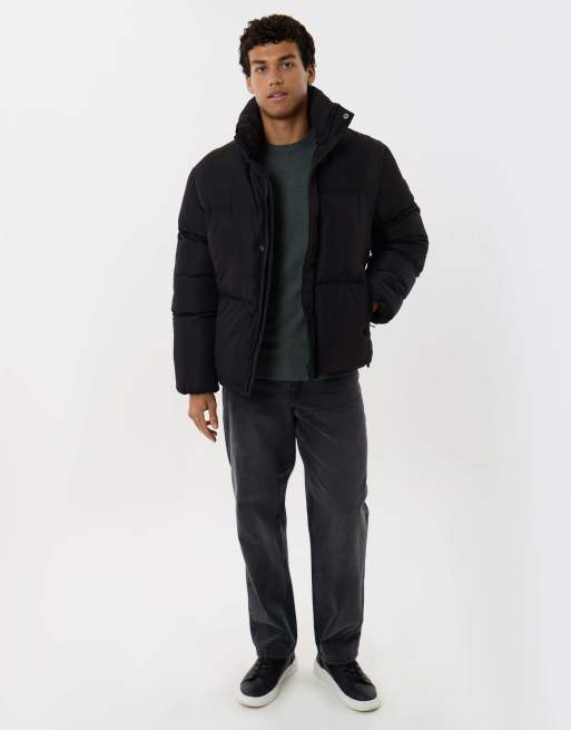 Threadbare Showerproof funnel neck puffer coat in black, 4 of 5