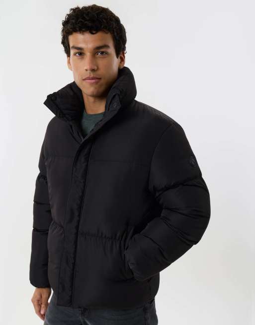 Threadbare Showerproof funnel neck puffer coat in black, 5 of 5