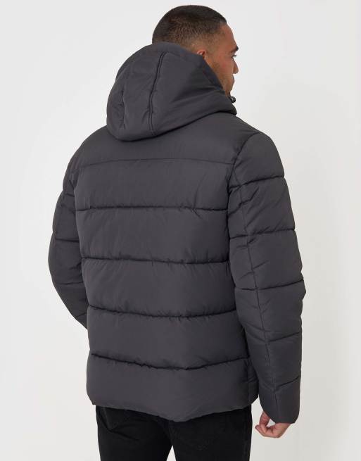 Threadbare Showerproof hooded puffer coat in slate grey, 4 of 5