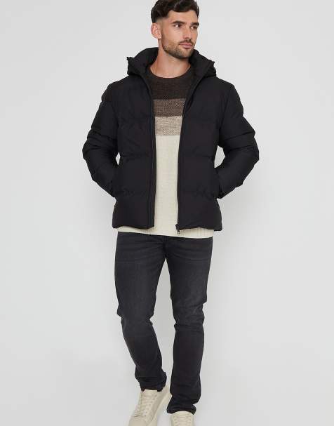 Threadbare Showerproof hooded puffer jacket in black - view 1
